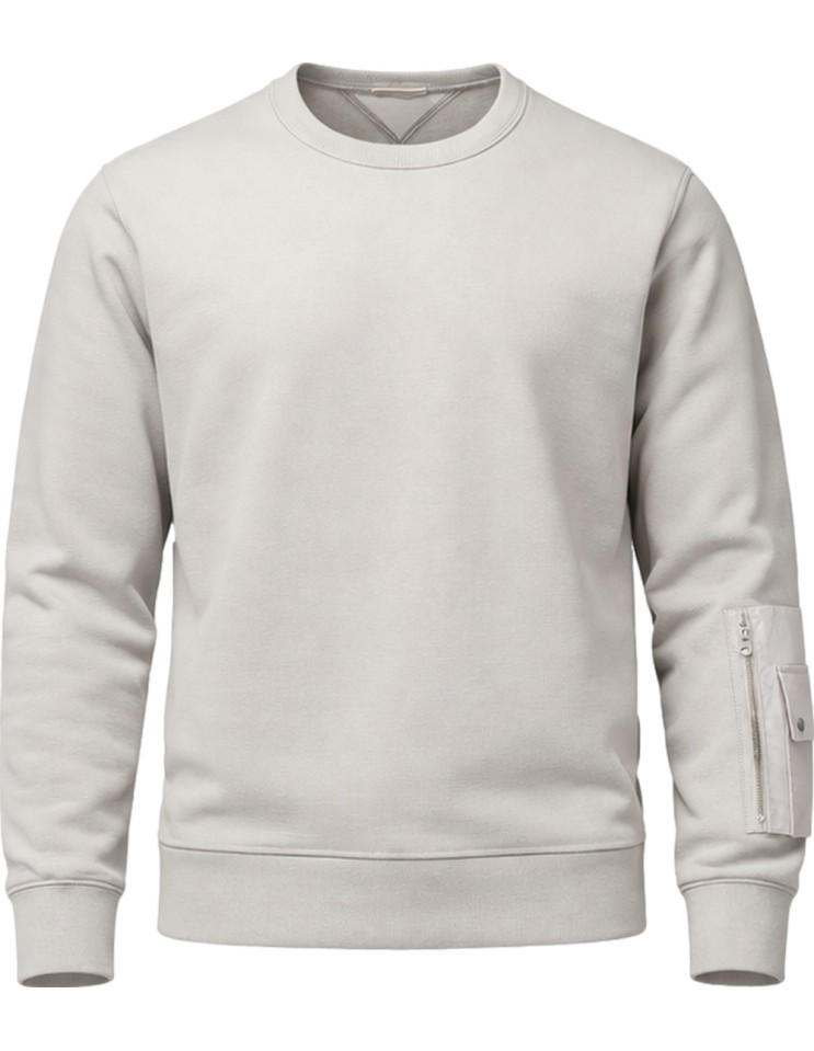 TEN C Sudadera gris claro de cuello redondo vista frontal