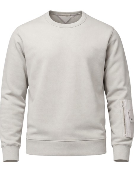 TEN C Sudadera gris claro de cuello redondo vista frontal
