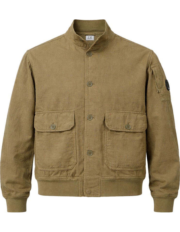 C.P. Company Bomber broken twill verde oliva vista frontal
