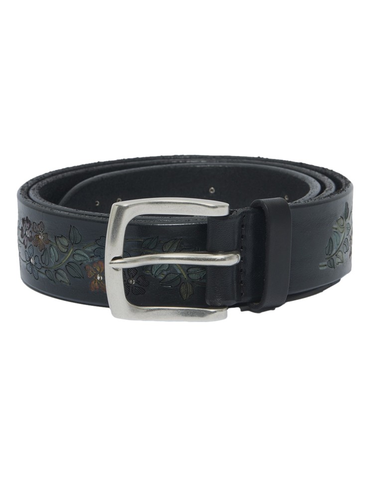 Orciani cinturón de piel bull flower multicolor enrollado