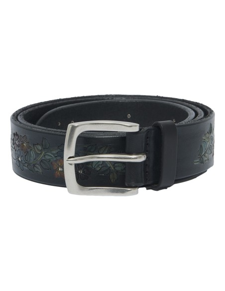 Orciani cinturón de piel bull flower multicolor enrollado