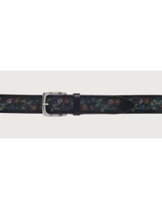 Orciani cinturón de piel bull flower multicolor enrollado 2