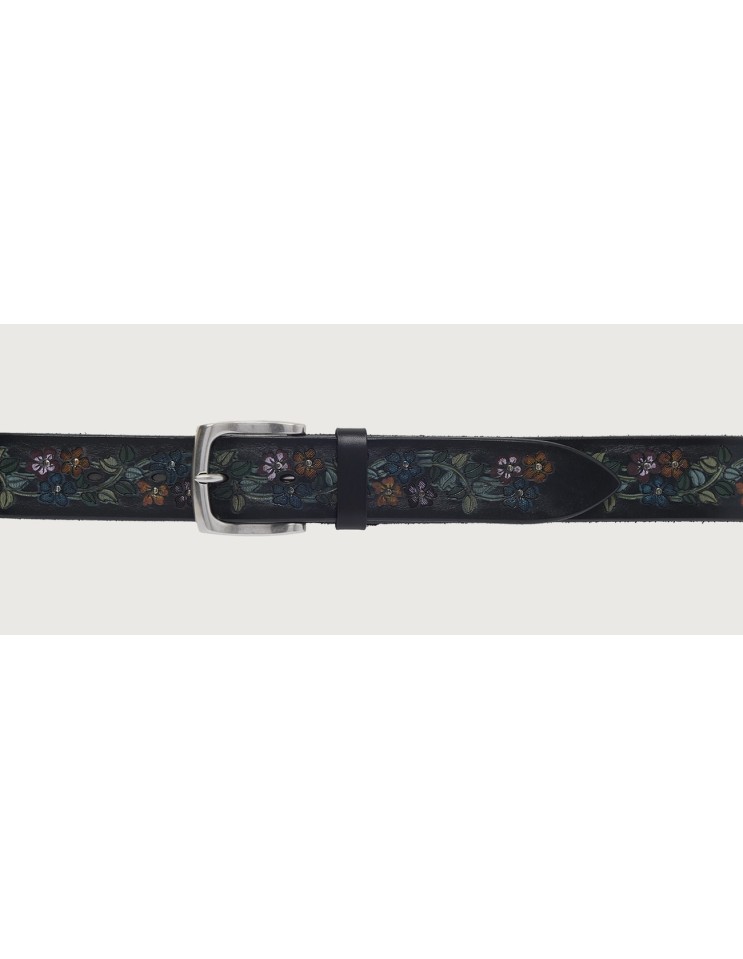 Orciani cinturón de piel bull flower multicolor abrochado