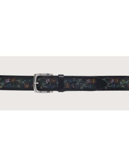 Orciani cinturón de piel bull flower multicolor abrochado