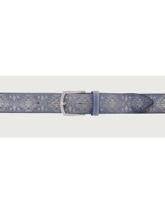 Orciani cinturón en piel Stain Soapy azul claro jeans enrollado 2