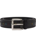 Orciani cinturón en piel Blade Symbol negro con bordados multicolor