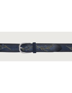 Orciani cinturón Ramify azul de ante con bordados florales enrollado 2
