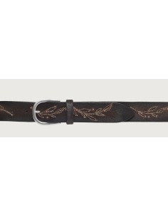Orciani cinturón Ramify marrón de ante con bordados florales ENROLLADO 2