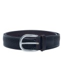 Orciani cinturón azul marino de piel soft bull micro perforado