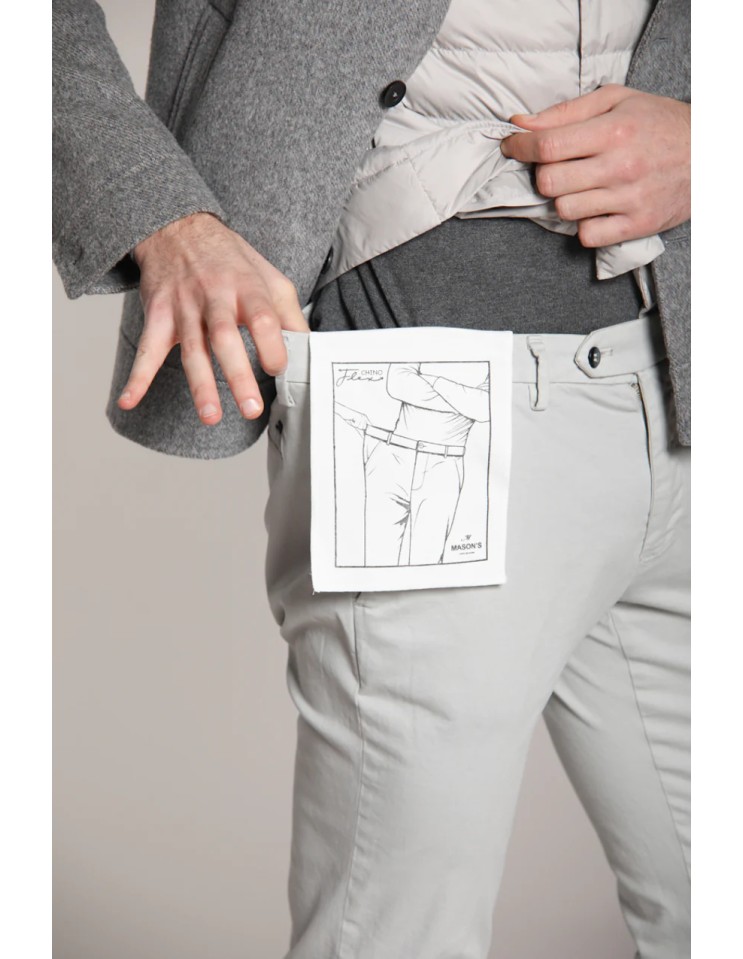 MASON'S Pantalón chino Torino Flex en algodón strech gris detalle tejido cinturilla elástica