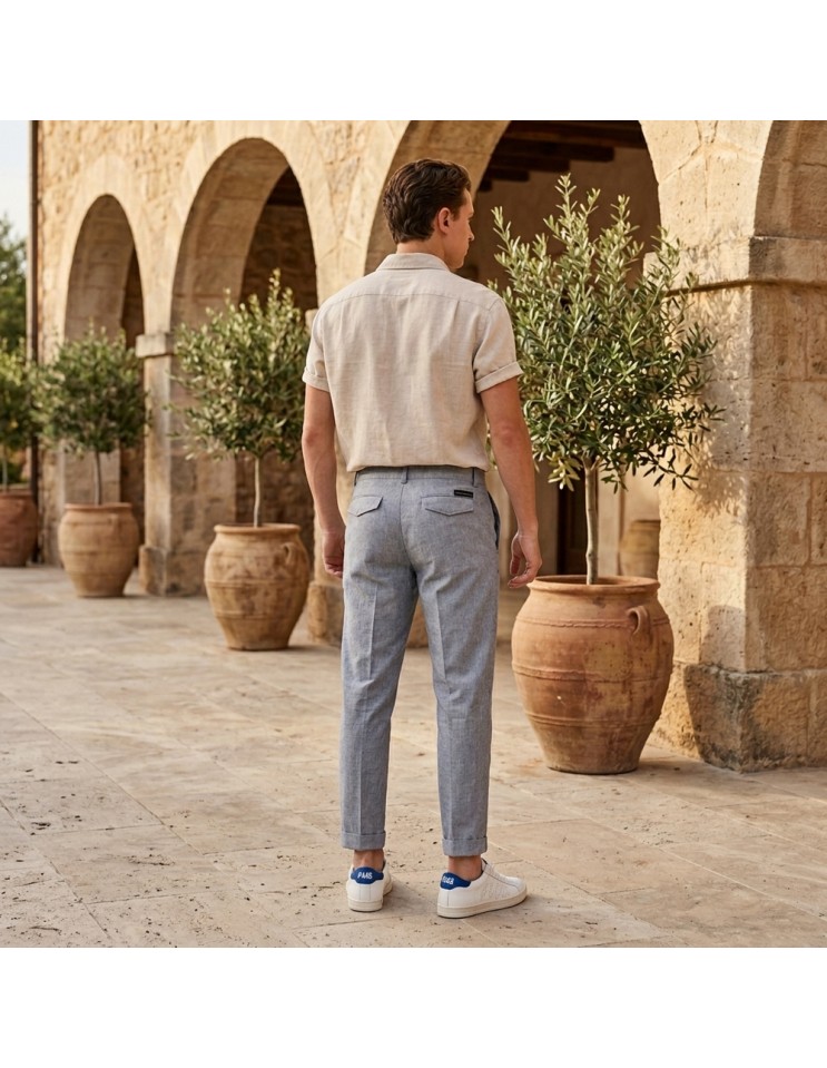 RRD Pantalón Chino doble pinza Lynco vista  trasera puesta de manera real