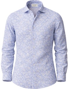 Mazzarelli camisa Petals lino estampada azul | Almirante Seis Madrid