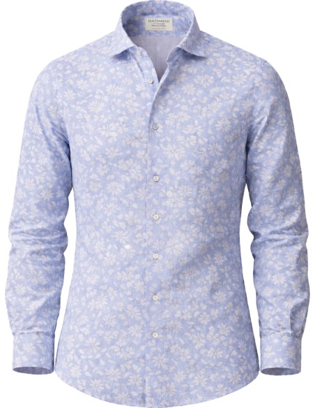 Mazzarelli camisa Petals lino estampada azul | Almirante Seis Madrid