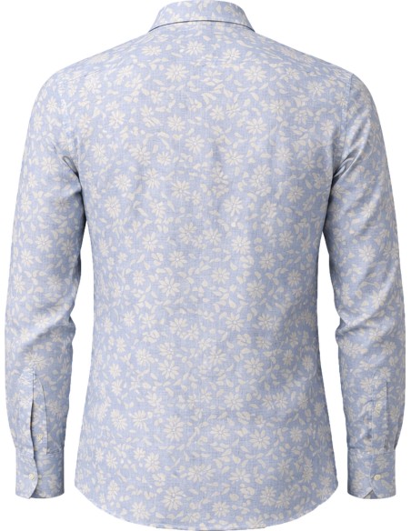 Mazzarelli camisa Petals lino estampada azul | Almirante Seis Madrid