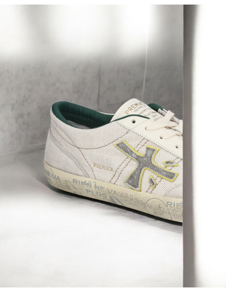 PREMIATA David 8095 canvas blanco vista logo