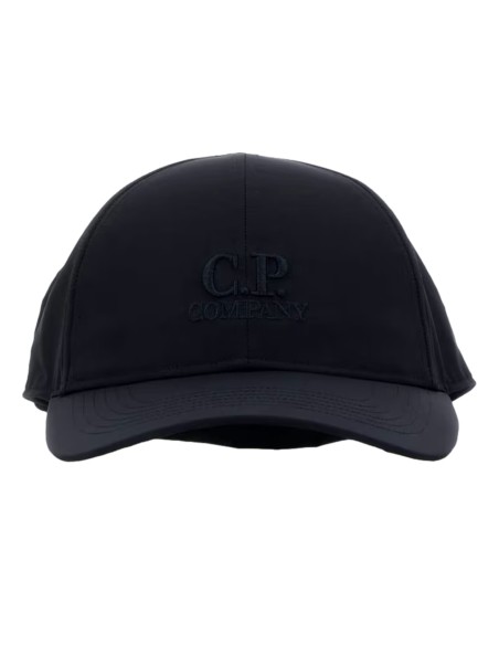 C.P. COMPANY Gorra azul con gafas en tejiod Chrome-R vista frontal