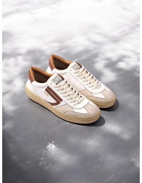 PURAAI zapatilla vegana Vintage Bark blanca y marrón