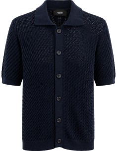 Chaqueta punto abierto manga corta azul marino - MasQ