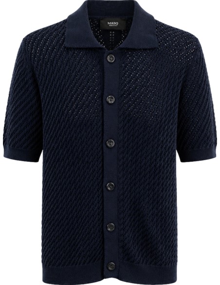Chaqueta punto abierto manga corta azul marino - MasQ