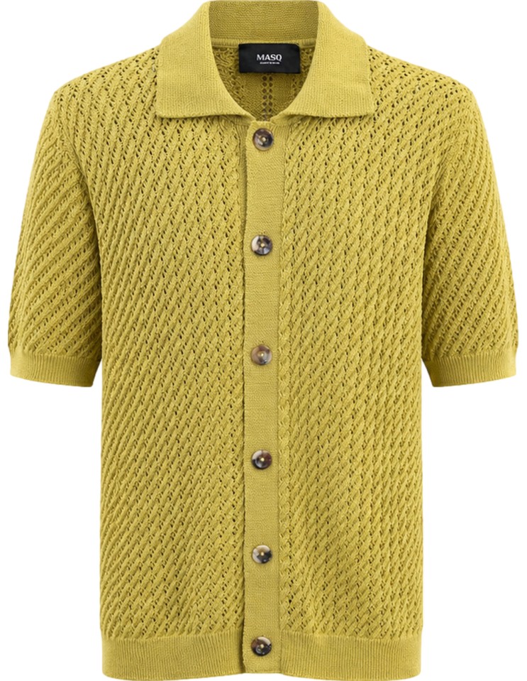 Chaqueta punto abierto manga corta amarillo - MasQ