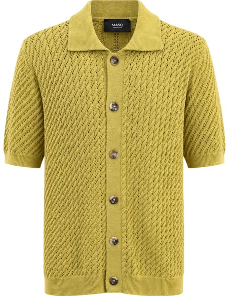Chaqueta punto abierto manga corta amarillo - MasQ