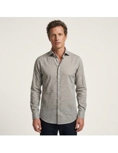 Camisa Sean Panamino Voile de algodón estampado verde - Fedeli 2