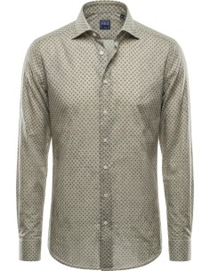 Camisa Sean Panamino Voile de algodón estampado verde - Fedeli