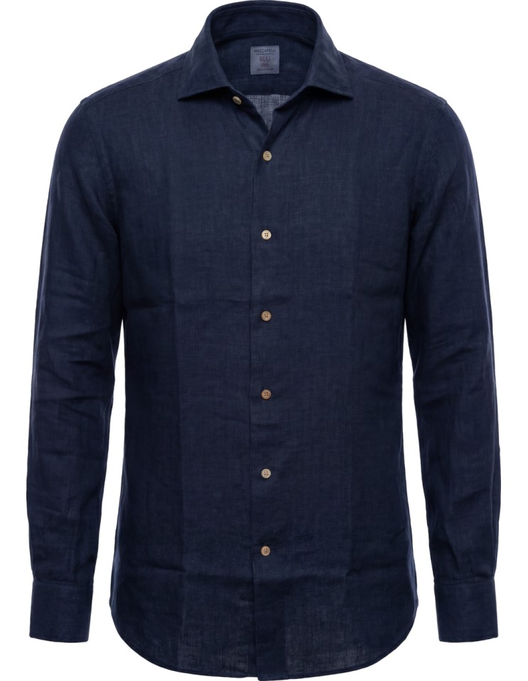Camisa lino azul marino - Mazzarelli