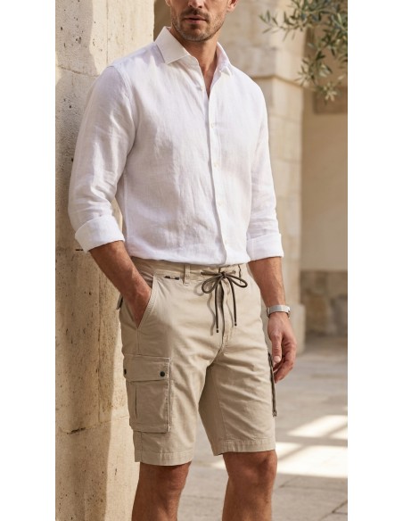 Bermudas cargo pima cotton stretch gris claro - Mason's con casa de lino blanca