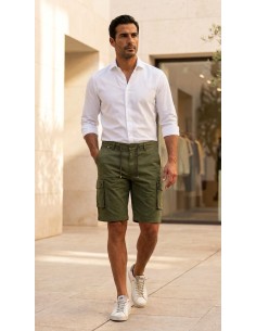 Bermudas cargo pima cotton stretch verde militar - Mason's 2