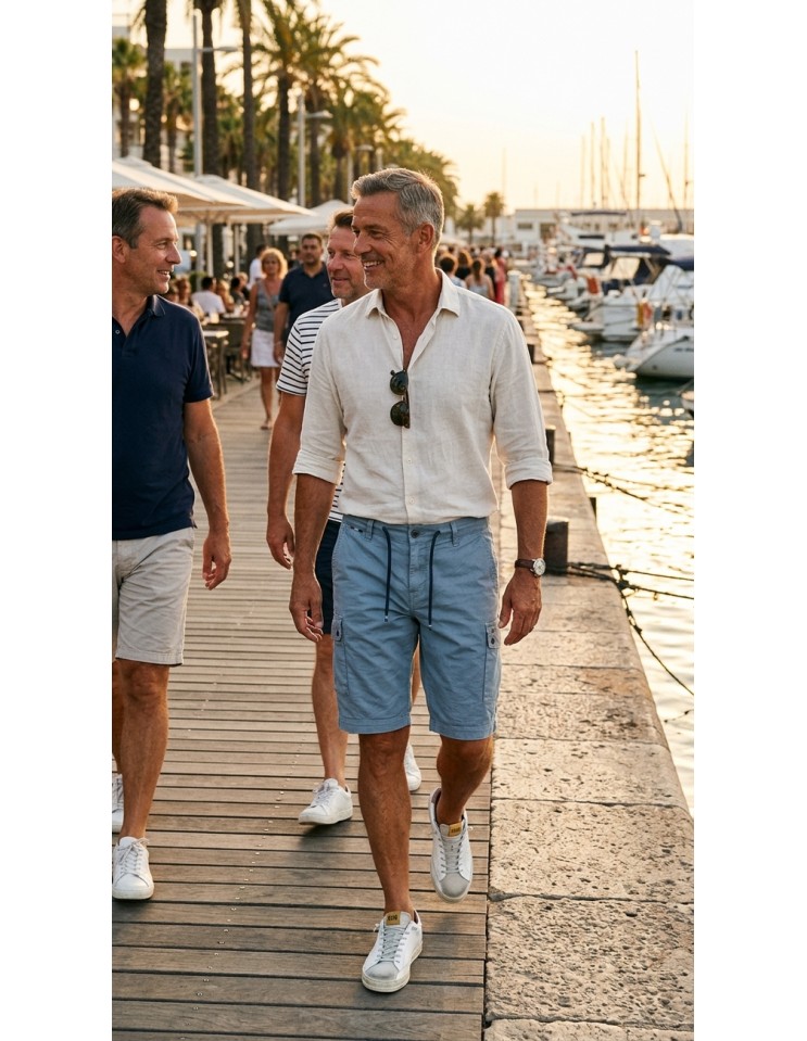 Bermudas cargo pima cotton stretch azul claro - Mason's