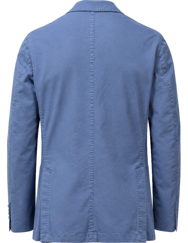Chaqueta de algodón azul de LBM 1911 vista trasera con dos aberturas