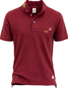 Polo manga corta granate con estampado en pecho y cuello - Bob