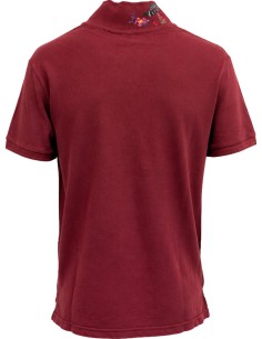 Polo manga corta granate con estampado en pecho y cuello - Bob 2