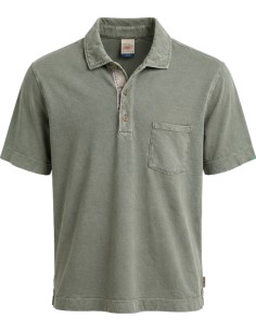 Polo verde militar con bolsillo en tejido camiseta - Bob vista frontal