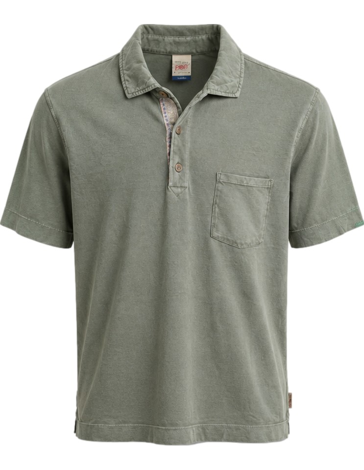 Polo verde militar con bolsillo en tejido camiseta - Bob vista frontal