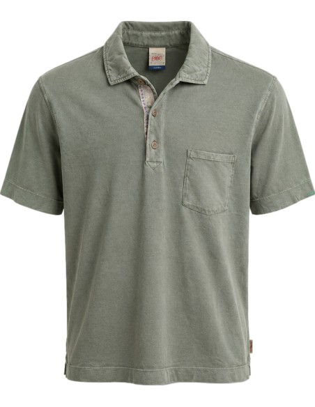Polo verde militar con bolsillo en tejido camiseta - Bob vista frontal