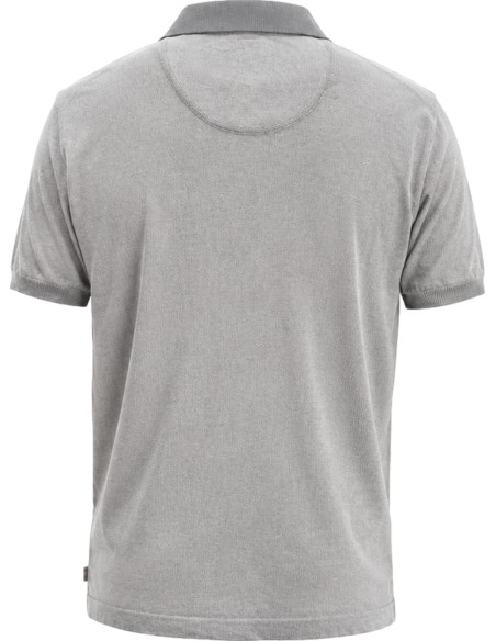 Polo de punto Slow gris con contraste en cuello y pañuelo en el bolsillo vista espalda