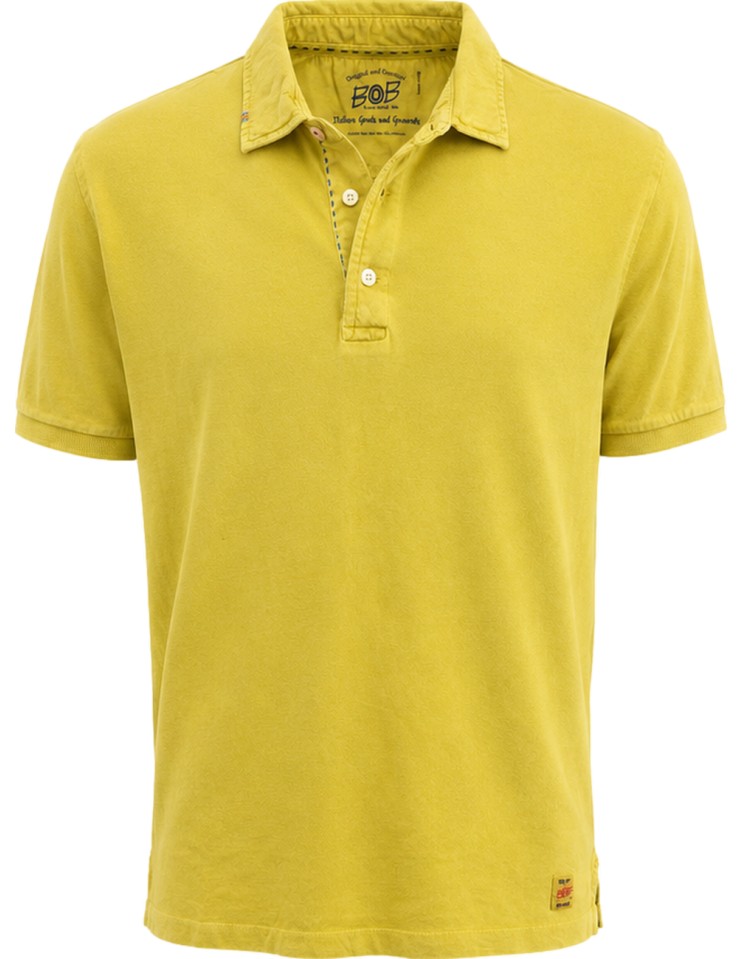 Polo amarillo manga corta pique cuello camisa con detalles - Bob vista frontal