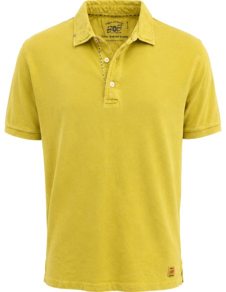 Polo amarillo manga corta pique cuello camisa con detalles - Bob vista frontal