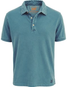 Polo azul pavone manga corta pique cuello camisa con detalles - Bob vista frontal