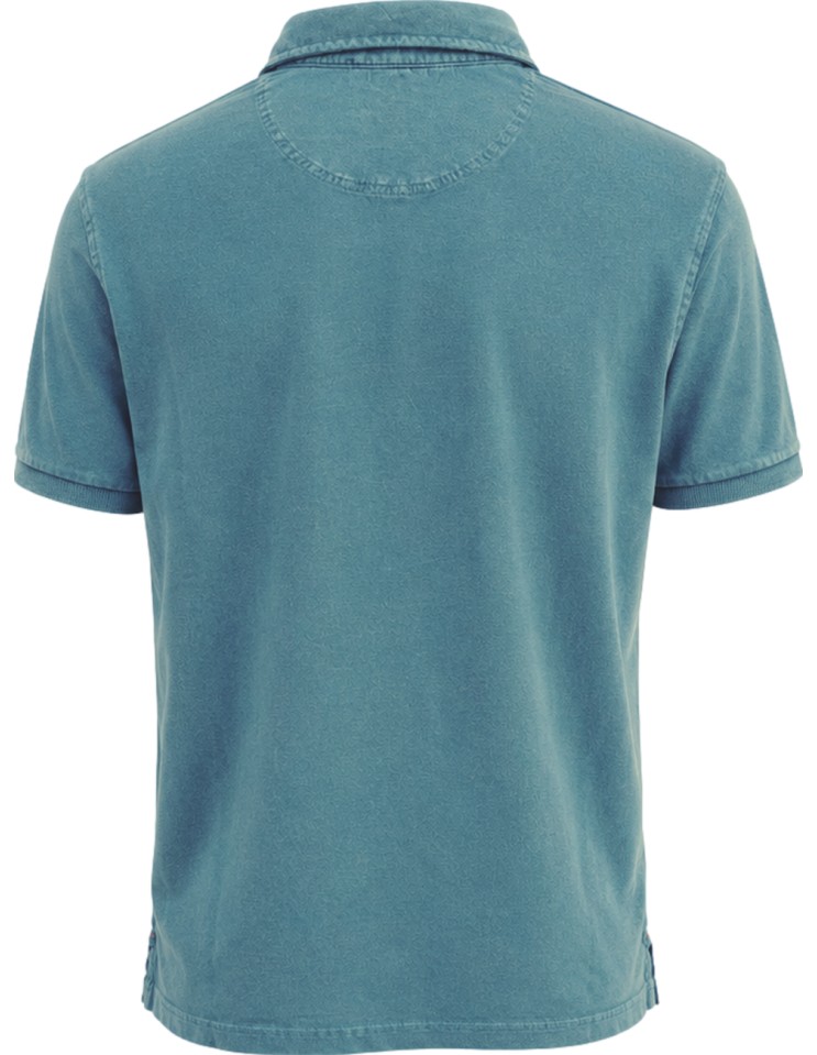 Polo azul pavone manga corta pique cuello camisa con detalles - Bob vista espalda
