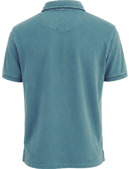 Polo azul pavone manga corta pique cuello camisa con detalles - Bob vista espalda