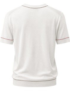 Camiseta blanca manga corta en punto con perfil de color - Ferrante vista frontal 2