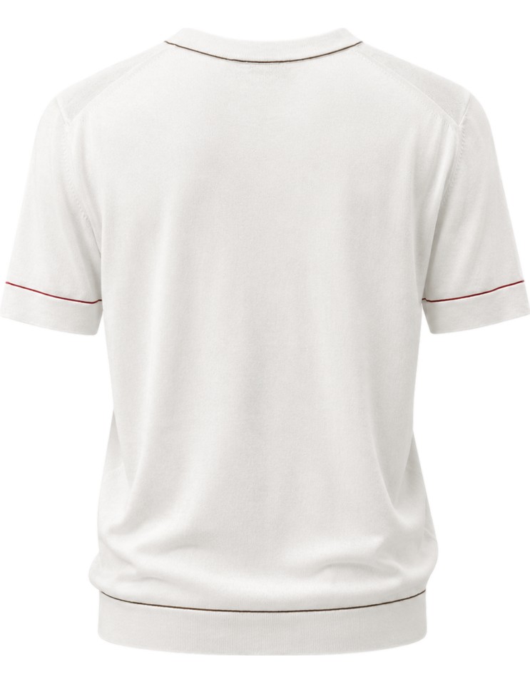 Camiseta blanca manga corta en punto con perfil de color - Ferrante vista trasera