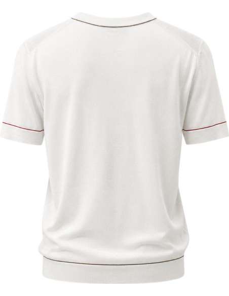 Camiseta blanca manga corta en punto con perfil de color - Ferrante vista trasera