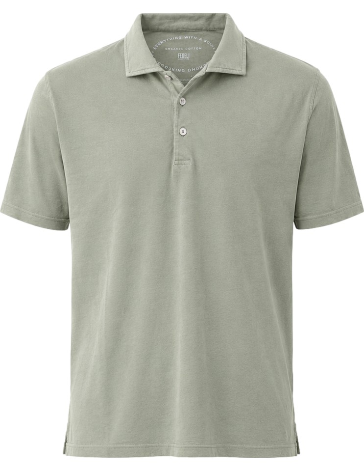 Fedeli polo Zero Algodón Giza orgánico manga corta verde claro vista frontal
