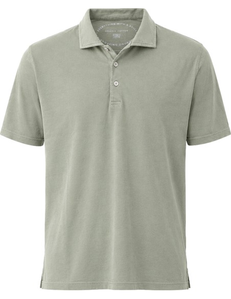 Fedeli polo Zero Algodón Giza orgánico manga corta verde claro vista frontal