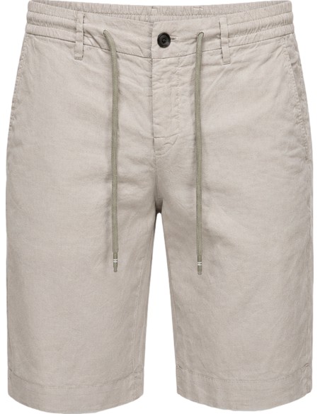 Bermudas lino algodón gris claro etilo jogger - Mason's vista frontal con cordones