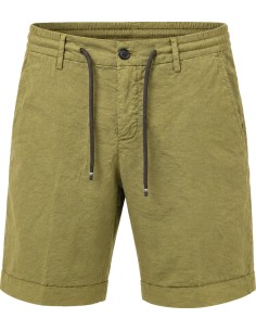 Bermudas lino algodón verde pistacho estilo jogger - Mason's vista frontal con cordones